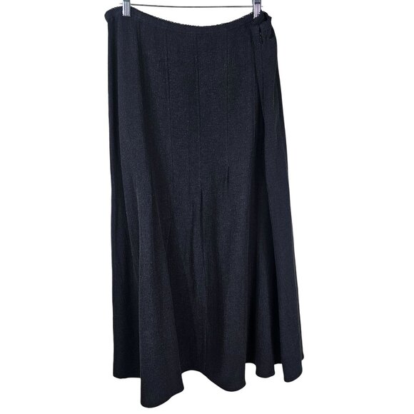 J. Jill Black Maxi Skirt L Hemp/Silk Blend Full Pull On Office Modest Lagenlook - Picture 1 of 10